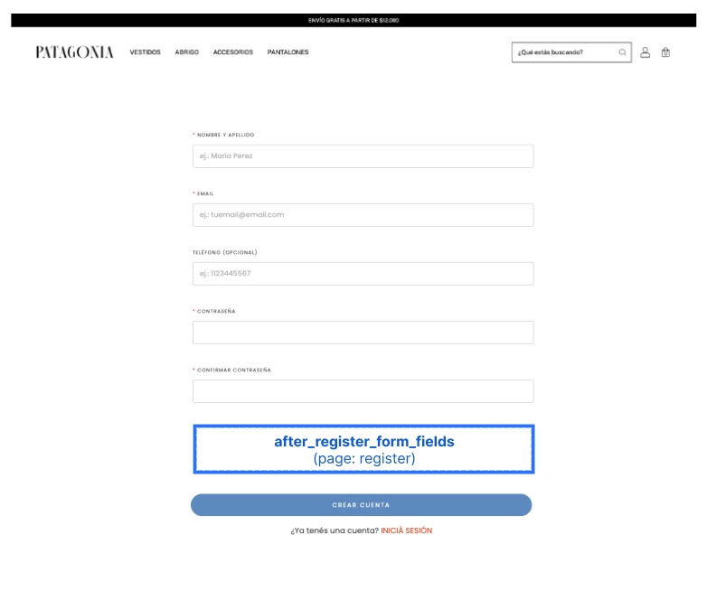 After Register Form Fields Slot