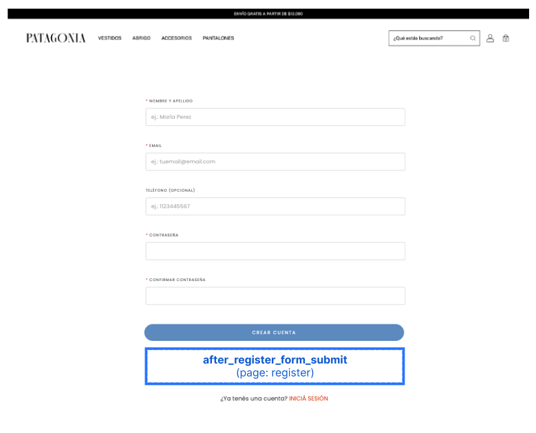 After Register Form Submit Slot