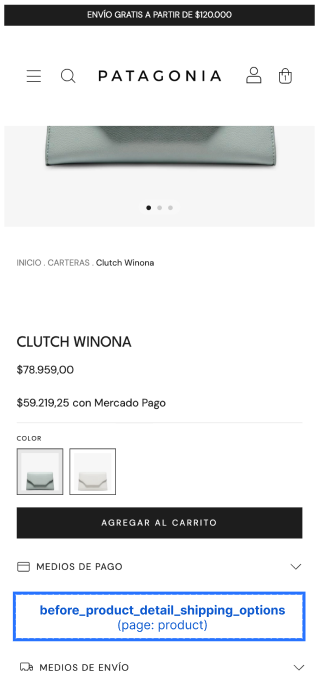 Before Product Detail Shipping Options Slot